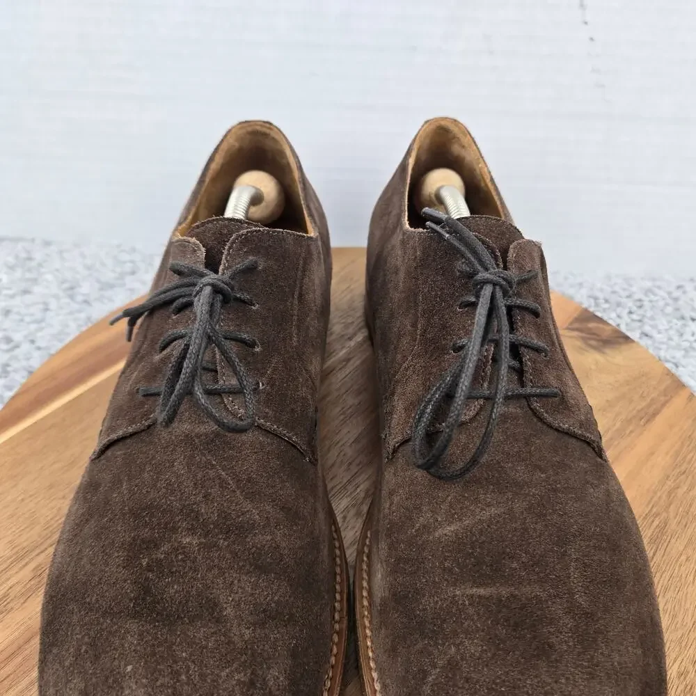 Brooks Brothers Men 10.5D Brown Nubuck Suede Plain Toe Derby Oxford Dress Shoe